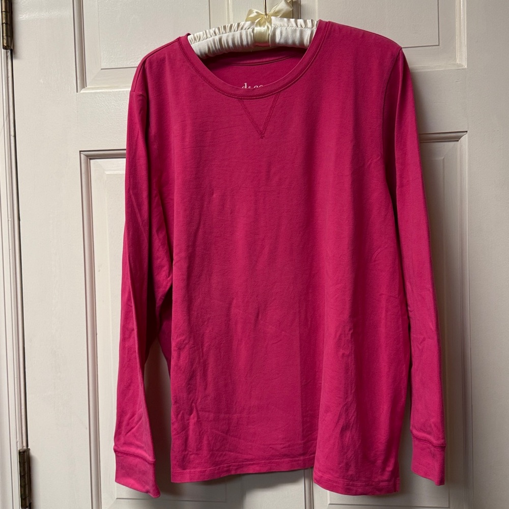 D&co Essentials XL long-sleeve knit pull-over top Summer Pink QVC A246018 EUC